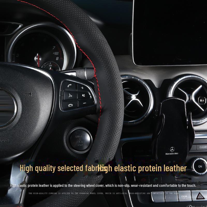 Высокоэластичный кожаный чехол на руль, сшитый вручную, универсальный, на все сезоны