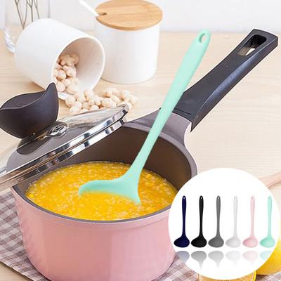 Кухонный ковш, гибкая силиконовая ложка для приготовления супа с длинной ручкой и защитой от ожогов для дома
