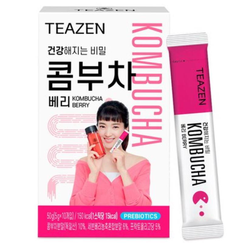 Чай TEAZEN с лимоном и чайным грибом, без сахара, игристый ферментированный порошок, живые пробиотики и пребиотики, 10,30 стиков по 5 г на пакетик