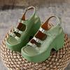 Roman Slope Heel Sandals for Women 2024 Summer New Hollow Thick  Open Toe Casual One Line Buckle High Shoes Sandalias Mujer 2024