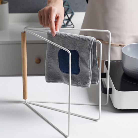 Вешалка для сушки полотенец для ванной комнаты Многофункциональная вертикальная складная вешалка для полотенец предотвращает переворачивание кухонной тряпки Полка для хранения полотенец для рук Хозяйственные принадлежности