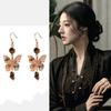 Artificial Tiger's Eye Stone Butterfly Fringed Earrings, Antique High-end Earrings, Fashionable and Gentle Temperament Earrings.