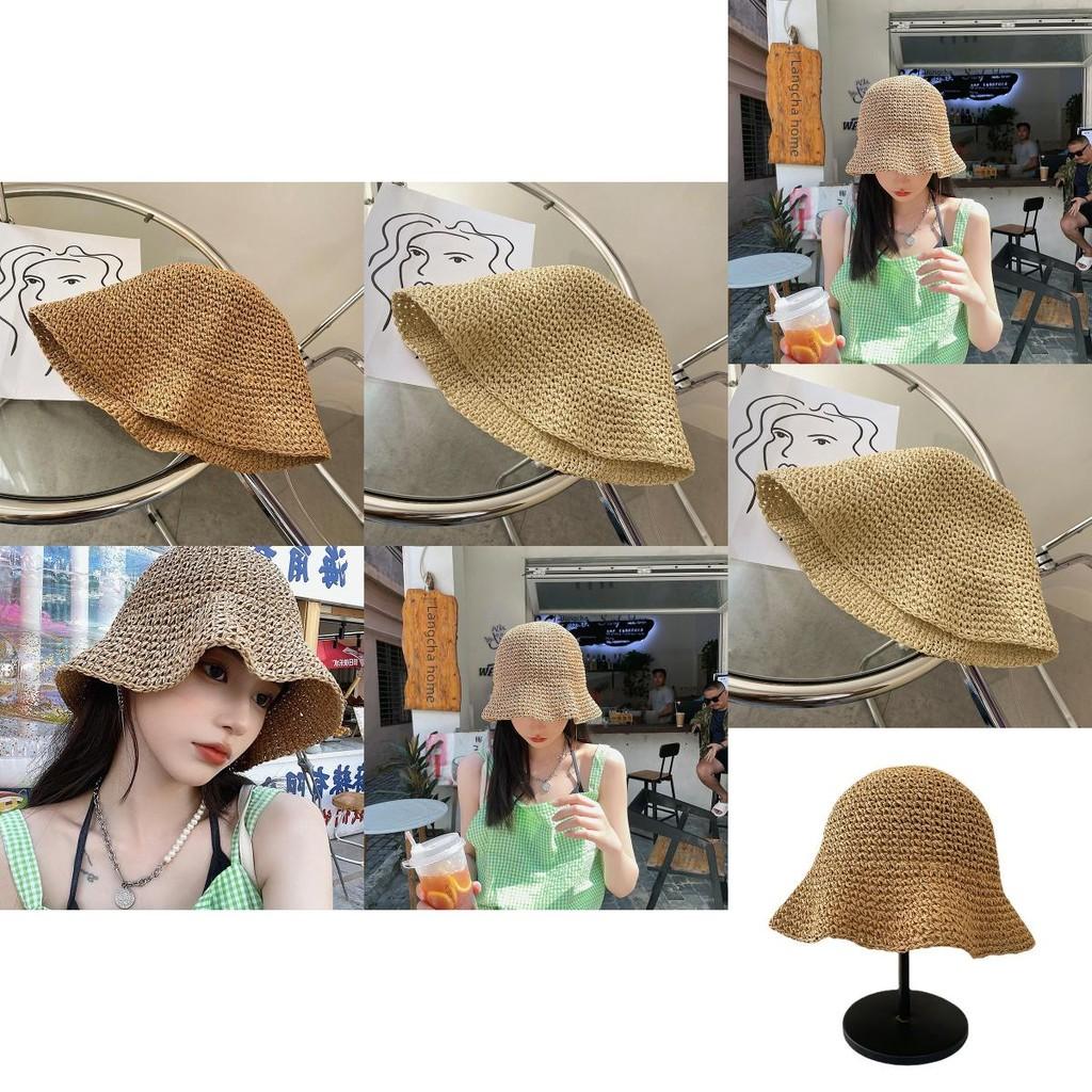Elegant Women's Spring Summer Woven Sun Hat Foldable Breathable Beach Straw Hat