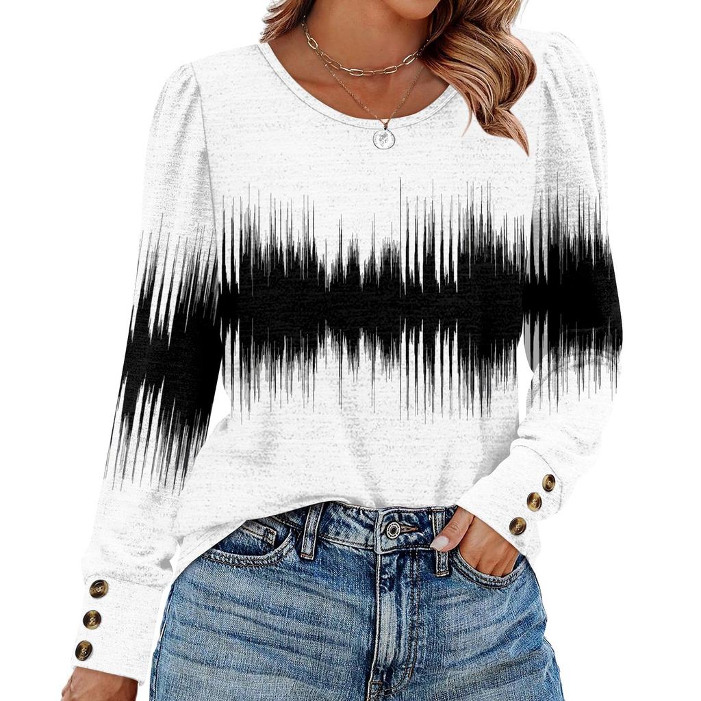 Women's Retro Printed Fashionable Long-sleeved Top