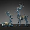 2pcs Modern Elk Statue Resin Animal Sculpture Couple Deer Ornaments  Micro Landscape