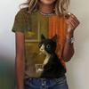 3D Printed Funny Cat T-Shirt For Women Cute Pet Animal Pattern Tees Summer Casual Short Sleeves Oversized T Shirts O-Neck Tops