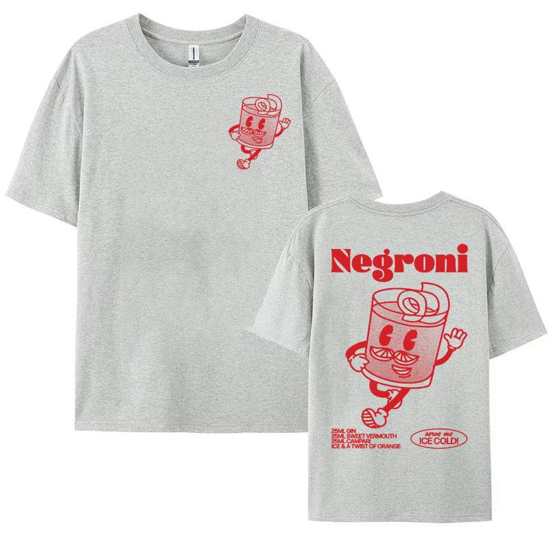 Negroni Cocktail Drink Funny Meme Graphic Tee Shirt Men Womens Harajuku Cartoon Aesthetic Tshirt Oversized 100 Cotton T Shirt