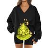 Women's Loose And Comfortable Letter V-neck Sportswear Long-sleeved Sweatshirt Daily Matching Clothes