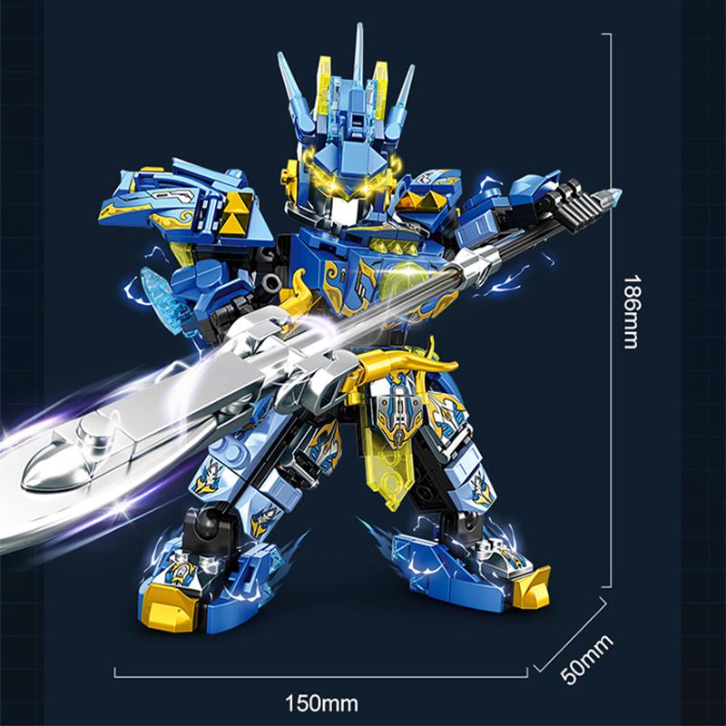 Mecha Warrior Building Blocks Super Hero Green Zhao Yun Robot DIY Action Figure Boys Birthday Christmas Gift Kids Toy