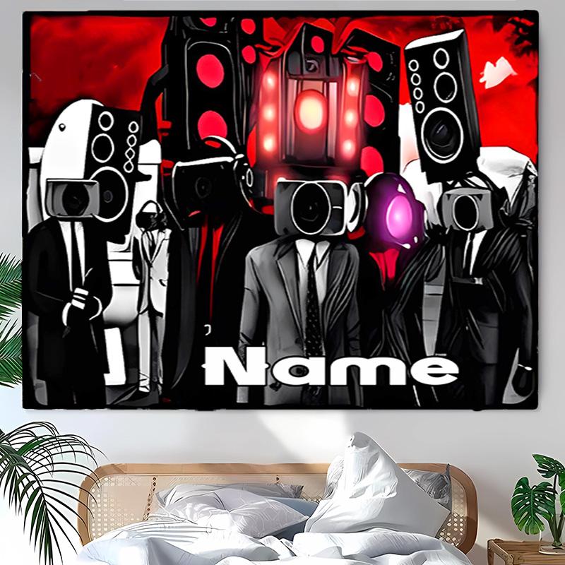 Personalized Skibidi Toilet Background Tapestry,Custom Name Birthday Party,Multifunctional Wall Decoration for Home Decor,Various Occasions
