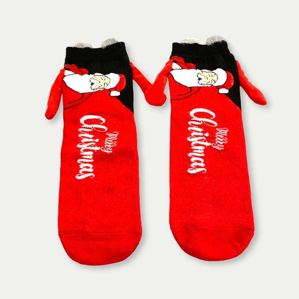 Женские магнитные носки «Рука в руке», носки средней длины, модные мультяшные рождественские носки