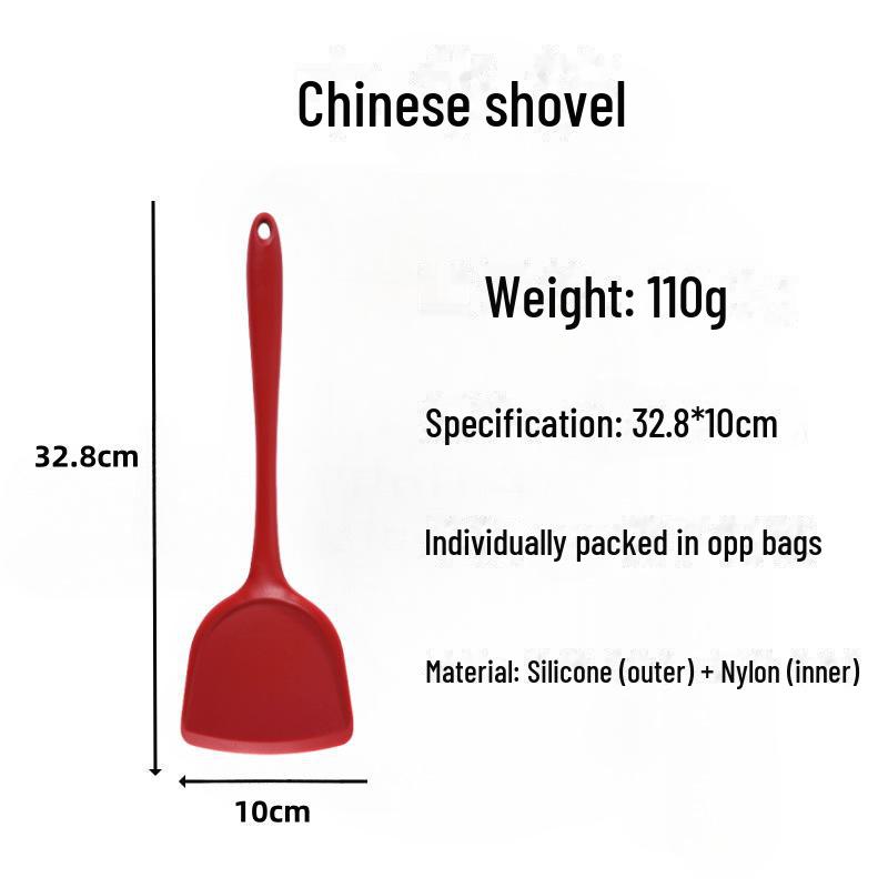 Силиконовая лопатка, устойчивая к высоким температурам, для приготовления и жарки - кухонная утварь с антипригарным покрытием