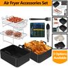 Набор аксессуаров для аэрофритюрницы Многоразовый силиконовый коврик для аэрофритюрницы Подставка для аэрофритюрницы из нержавеющей стали с зажимом для барбекю Силиконовая кисть 1 набор