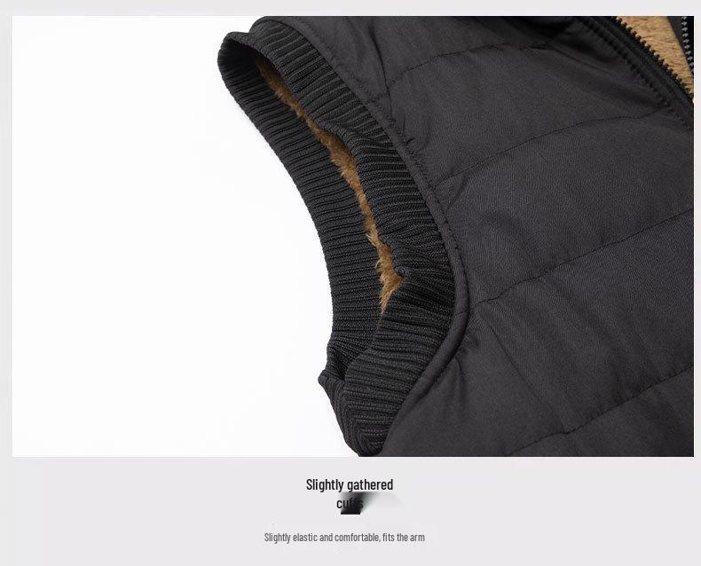 Мужская флисовая подкладка, ветрозащитная, водонепроницаемая, большого размера, куртка без рукавов со стоячим воротником для среднего и пожилого возраста, защита тепла для сердца