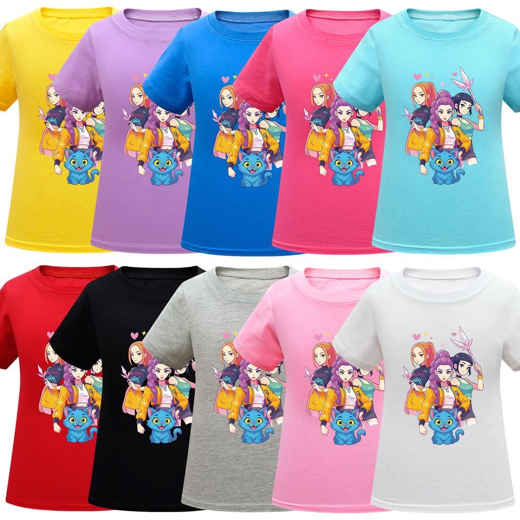 Kids Girls Anime Cartoon K-POP Rumi Zoey Mira Printed Casual Short Sleeves T-Shirt Top