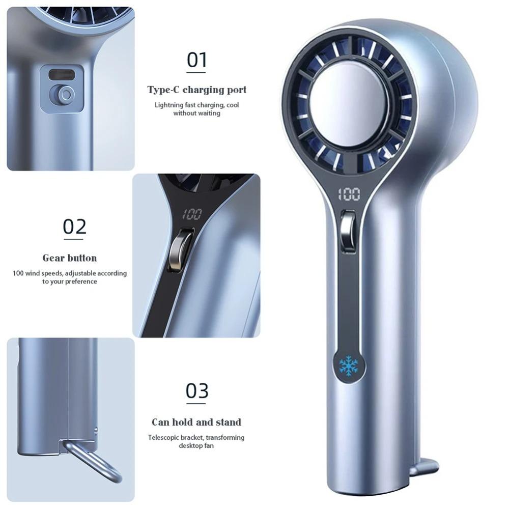 Rechargeable Ice Sensation Cold Fan Adjustable Cooling Fan Portable Mini Pocket Fan Travel