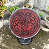 Crimson Wolf Guard  Handcrafted Viking Shield with Fierce Red Wolf Design Authentic Norse Warrior Shield  Decor