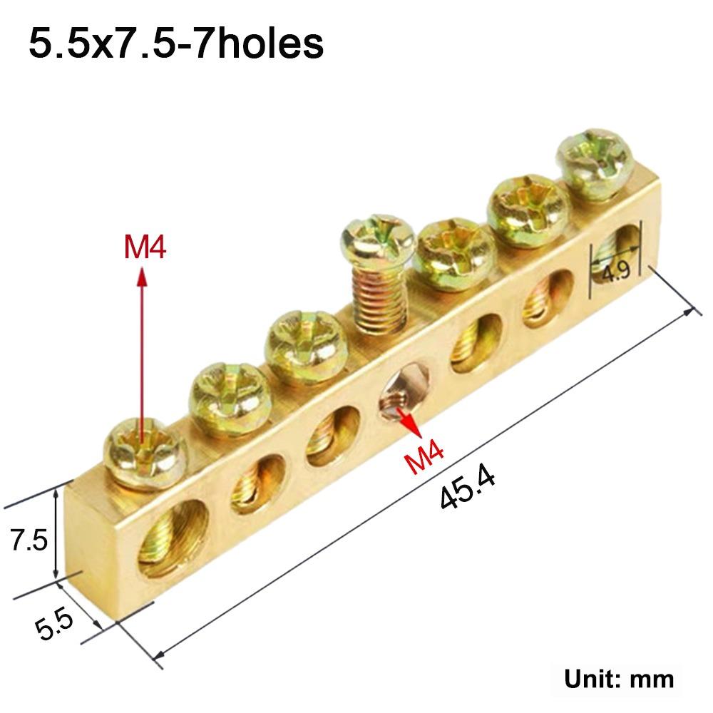 Copper Wire Connector With Hole Screw Terminal Block Brass Connection Row  Electrical