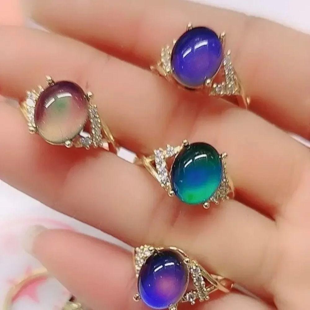 Temperature Control Color Changing Color Ring Oval Color Changing Mood Ring  Men Women
