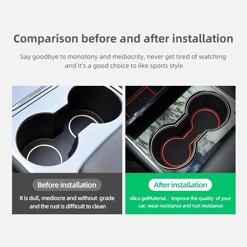 For Tesla Model 3 Y 2017-2023 Car Interior Accessories Door Slot Pad Cup Holders Non-Slip Mats Center Console Storage Pad