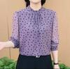 Mother Spring Fashion Temperament All-match Shirt Stand-up Collar Printed Long-sleeved Women's Blouse