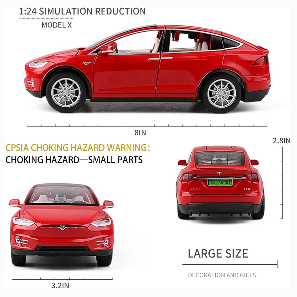 1:24 Scale Model X Alloy Diecast Pull Back Electronic Car Model Toys with Lights and Music, Decorative, Mini Vehicles Toys for Kids, Boyfriend Gift
