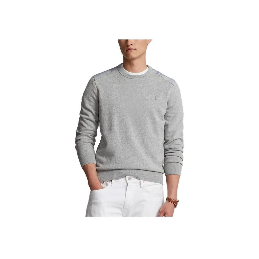 Polo Ralph Lauren Solid Logo Embroidered Crew Neck Pullover Sweater Men Sweater Gray MNPOSWE16820874-020