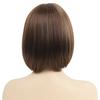 Synthetic Mix Brown Bob Wig Short Wig for Women Natural Style Soft Hair with Bangs Cosplay Halloween Party Heat Resistant Fiber