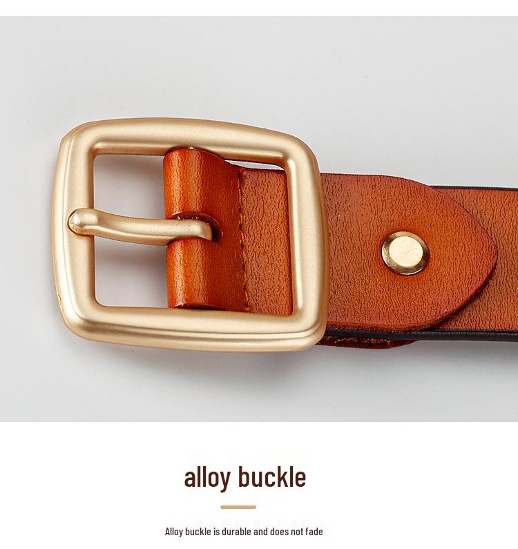 2024 Ретро Корейский Стиль Женский Ремень из Натуральной Коровьей Кожи и Денима