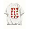 Strawberry Printed Round Neck T-shirt Summer Cotton Casual Short Sleeved T-shirt Summer Breathable T-shirt Women's Clothing