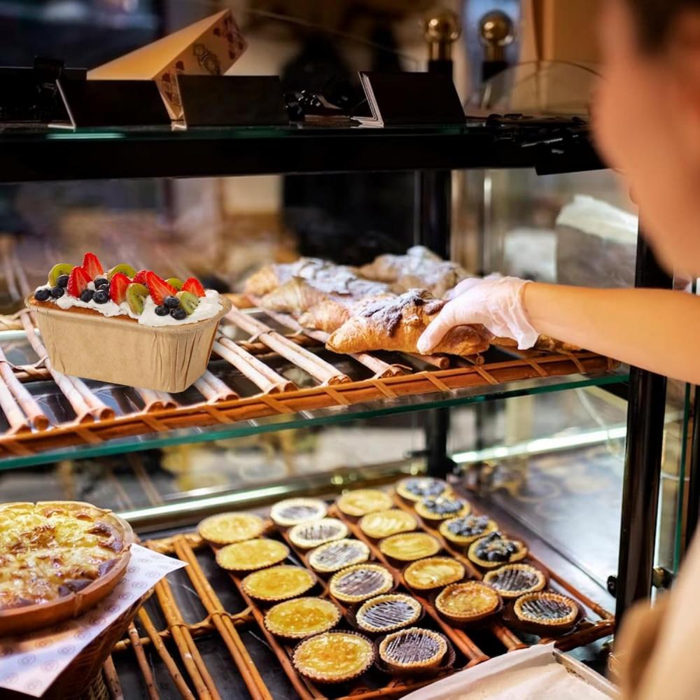 50 формочек для кексов, прямоугольные жиростойкие бумажные вкладыши для кексов, жиростойкие бумажные формы для выпечки маффинов и хлеба.