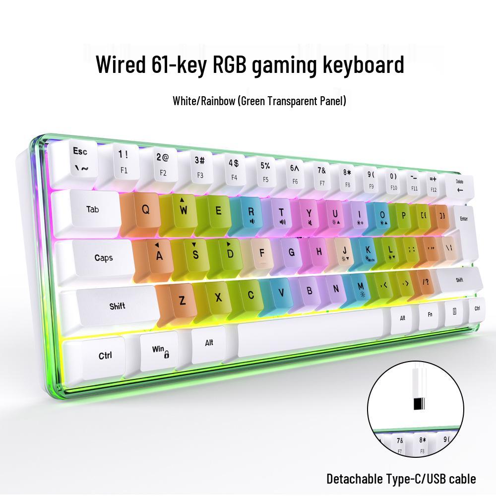 61-клавишная RGB проводная игровая клавиатура с механическим ощущением