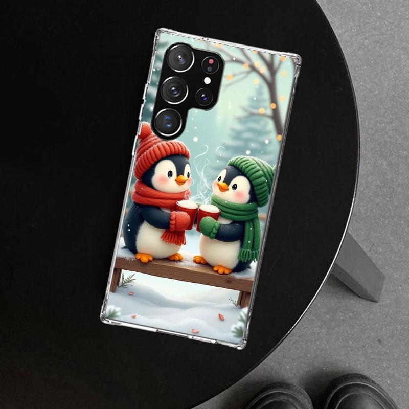 Рождественский чехол-накладка с пингвином для Samsung Galaxy S26 S25 Edge S24 S23 Ultra S22 Plus S21 FE S20 + Арт Индивидуальные Fundas Gal