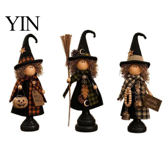 Halloween Lovers Collectibles Rustic Witch Resin Figurine, Fall Tabletop Decor, Vintage Farmhouse Autumn Home Decorations Statue for Mantel