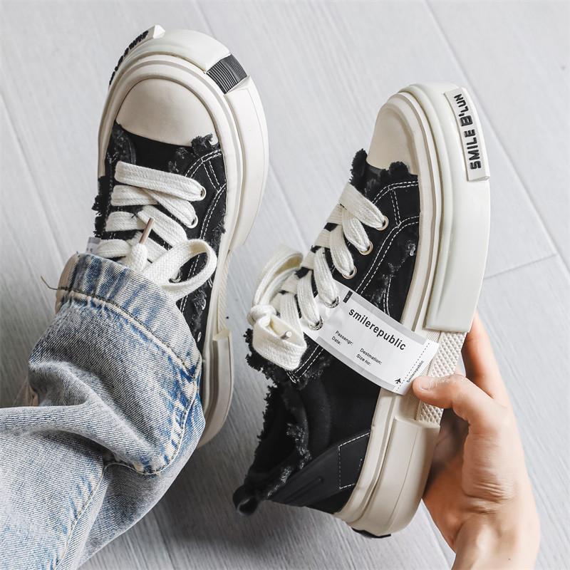 Новые дизайнерские модные черные мужские парусиновые туфли на дышащей платформе, дизайнерские туфли для мужчин, на шнуровке, вулканизированные туфли, мужские эспадрильи