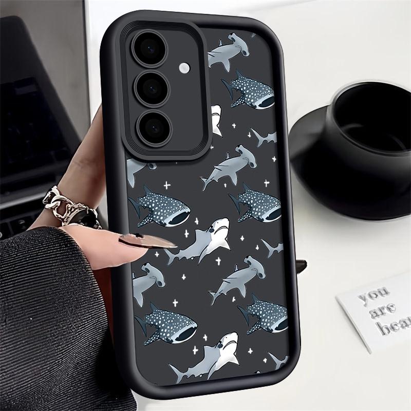 Чехол с рисунком китовой акулы для Samsung Galaxy S25 Edge S24 S25 S23 S22 Ultra S24 FE A56 A55 A54 A36 A26 A15 A16 5G TPU чехол для телефона