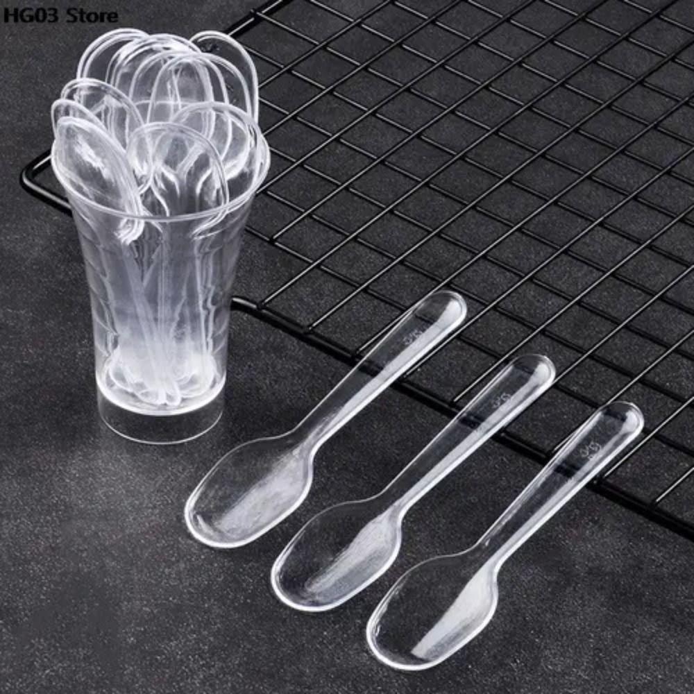 100pcs Transparent Disposable Flatware Spoons Plastic Disposable Clear Plastic Spoons Jelly Pudding