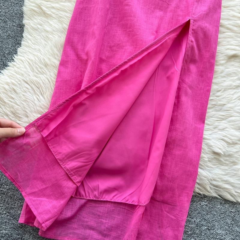 Платье-халтер с открытой спиной и открытым воротом для женщин. Платье для отпуска с зауженной талией, утягивающее и с разрезом.