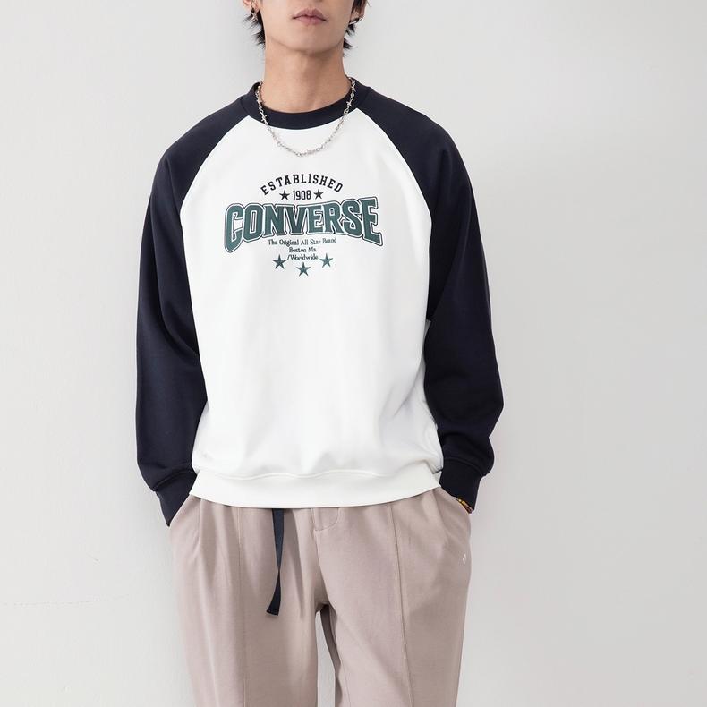 Converse Толстовки Унисекс Белый/Синий Цвет Круглый Вырез Средняя UCJ082-023
