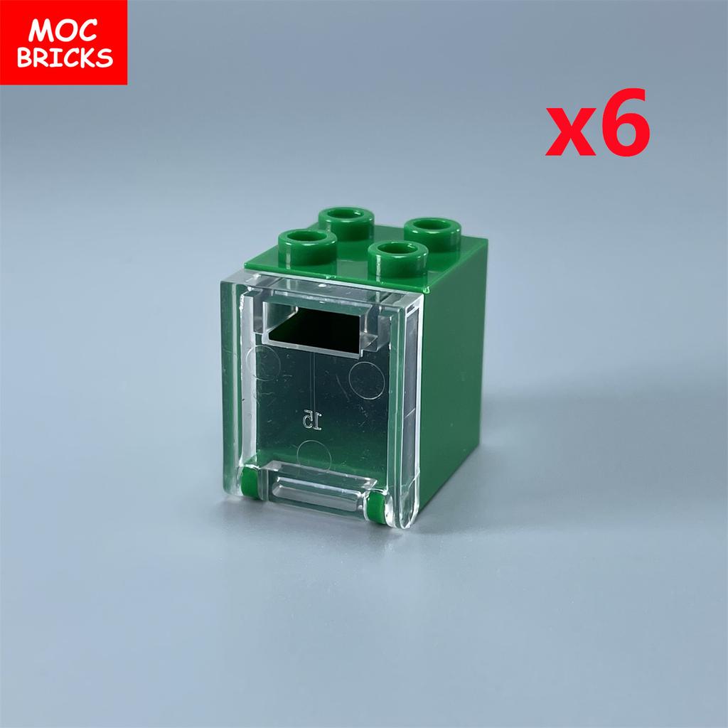 MOC Кирпичи Коробки Контейнеры Шкаф 2x2x2 Прозрачная белая дверь Совместимые Собираемые Частицы 4345 4346 Строительные Блоки Детали