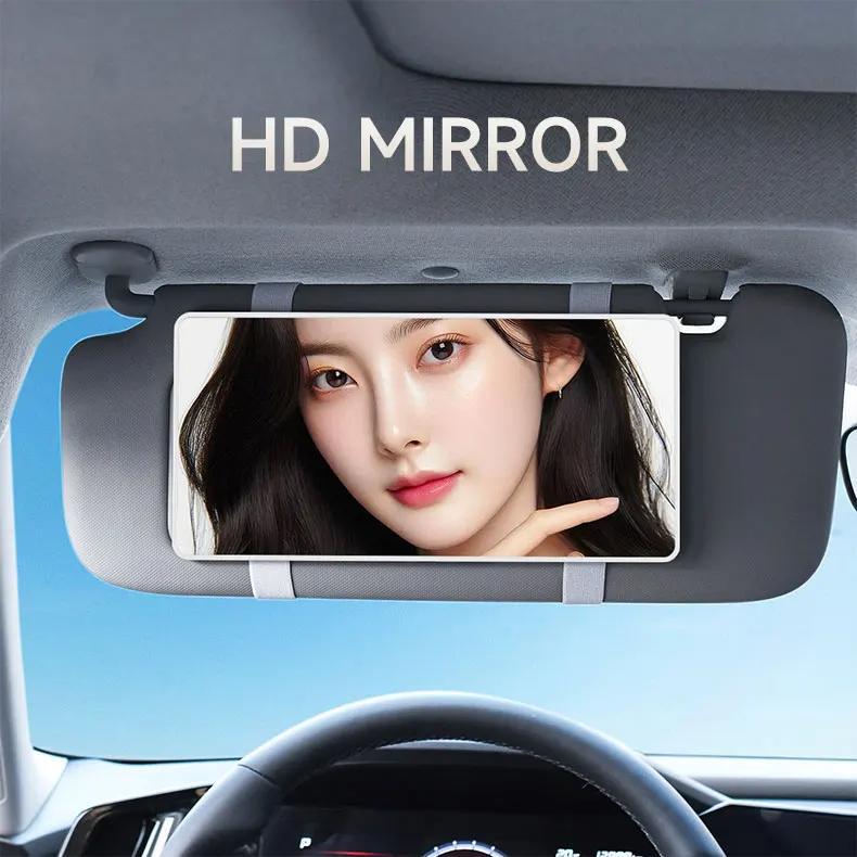 Summer Makeup Car Mirror Sun Visor Large Screen Portable Makeup Mirror HD Vanity Mirror for Truck SUV Interior Rear View Mirror