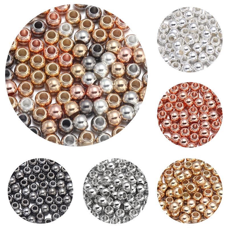CCB Electroplated Barrel Beads - Multi-Style Gold & Silver Large-Hole Spacer Beads for DIY Bracelets