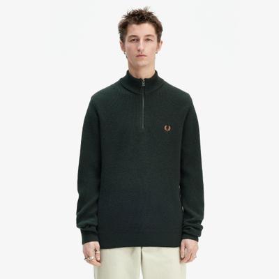 [sharp] Текстурированный трикотаж на молнии до середины груди   Ночной зеленый Afpm2436540 Q20