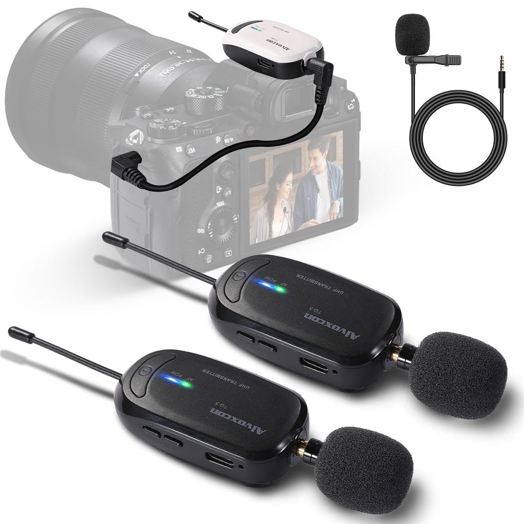 Camera Wireless Alvoxcon Wireless Microphone Compatible with For SLR Pin Microphone Clip External Microphone for Easy To Japanese Instruction TG320