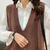 Autumn and Winter Loose All-match Sweater Large Size V-neck Knitted Vest Sleeveless Solid Color Female Top