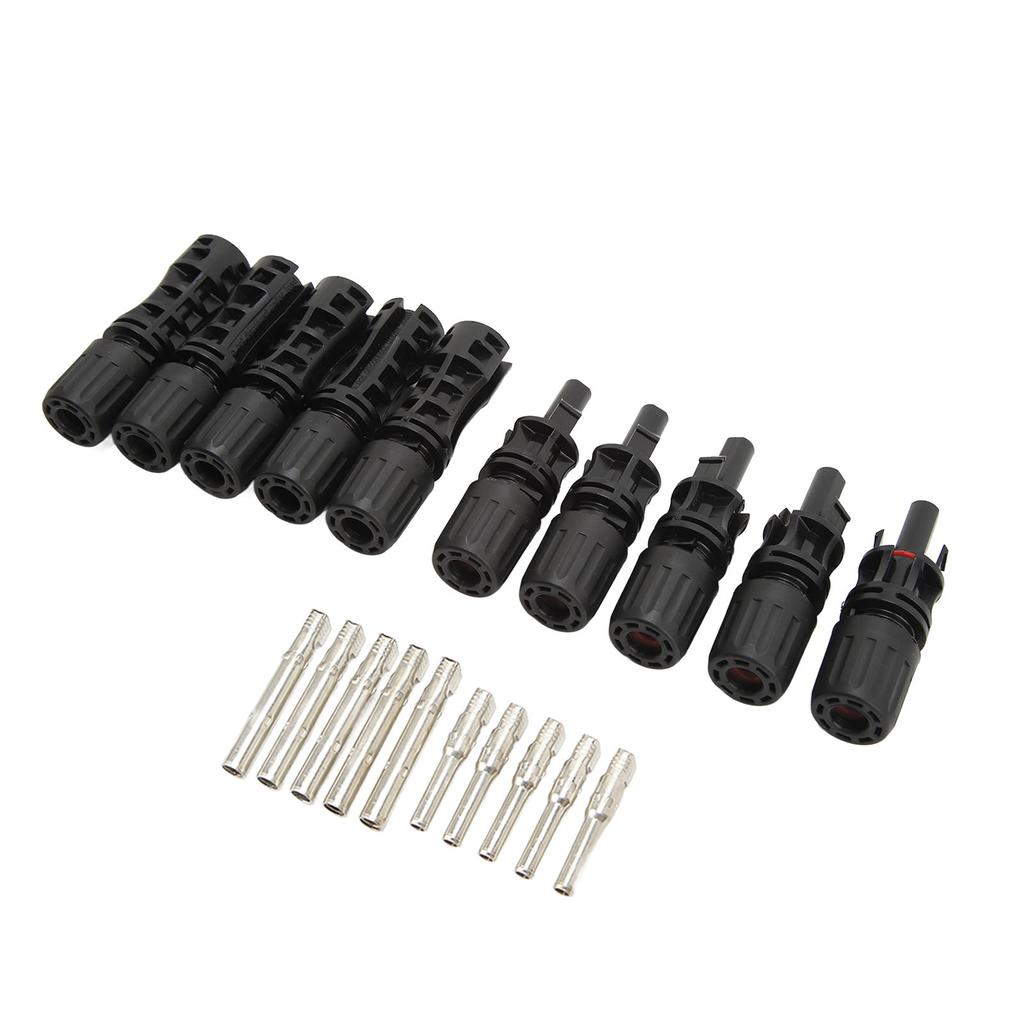 5Pair Solar Connectors with Pins IP67 Waterproof Female Male 1500V 30A Voltage Resistant PV Solar Panel Connector