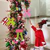 Christmas Bow Hanging Ornament Plush Elf Legs with Red Green Bows for Tree Decor Festive Fun Home Decoration