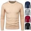 Men's Solid Color Knitted Round Neck Long Sleeve Pullover Sweater - 2022 Autumn/Winter Collection