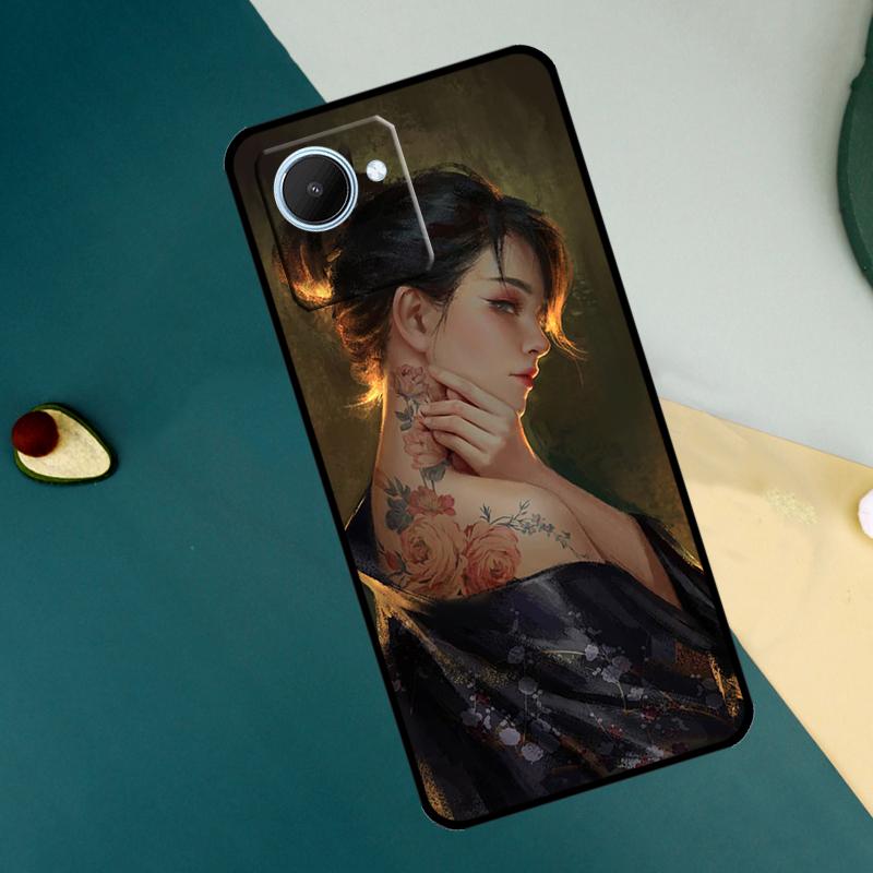 Японское искусство Татуировка Кимоно Для Realme 15 14 10 11 12 13 Pro Plus C65 C67 C71 C63 C61 C55 C51 C53 C75 GT6 GT7 Pro Чехол