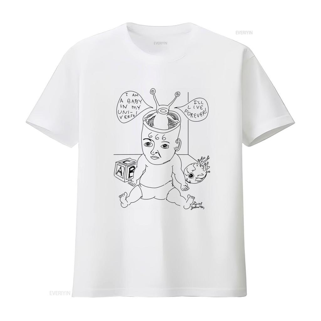 Daniell Johnston Baby Alien T Shirt Hi How Are You Print for vintage Washed graphic Casual Comfortable Unisex Versatile